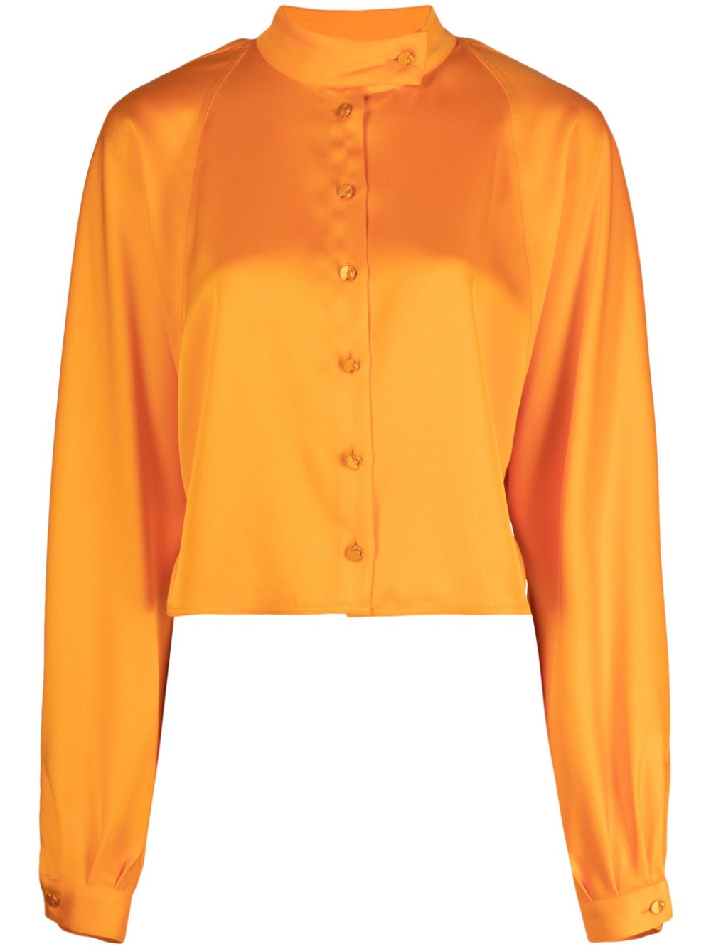 Band-collar satin blouse - Orange