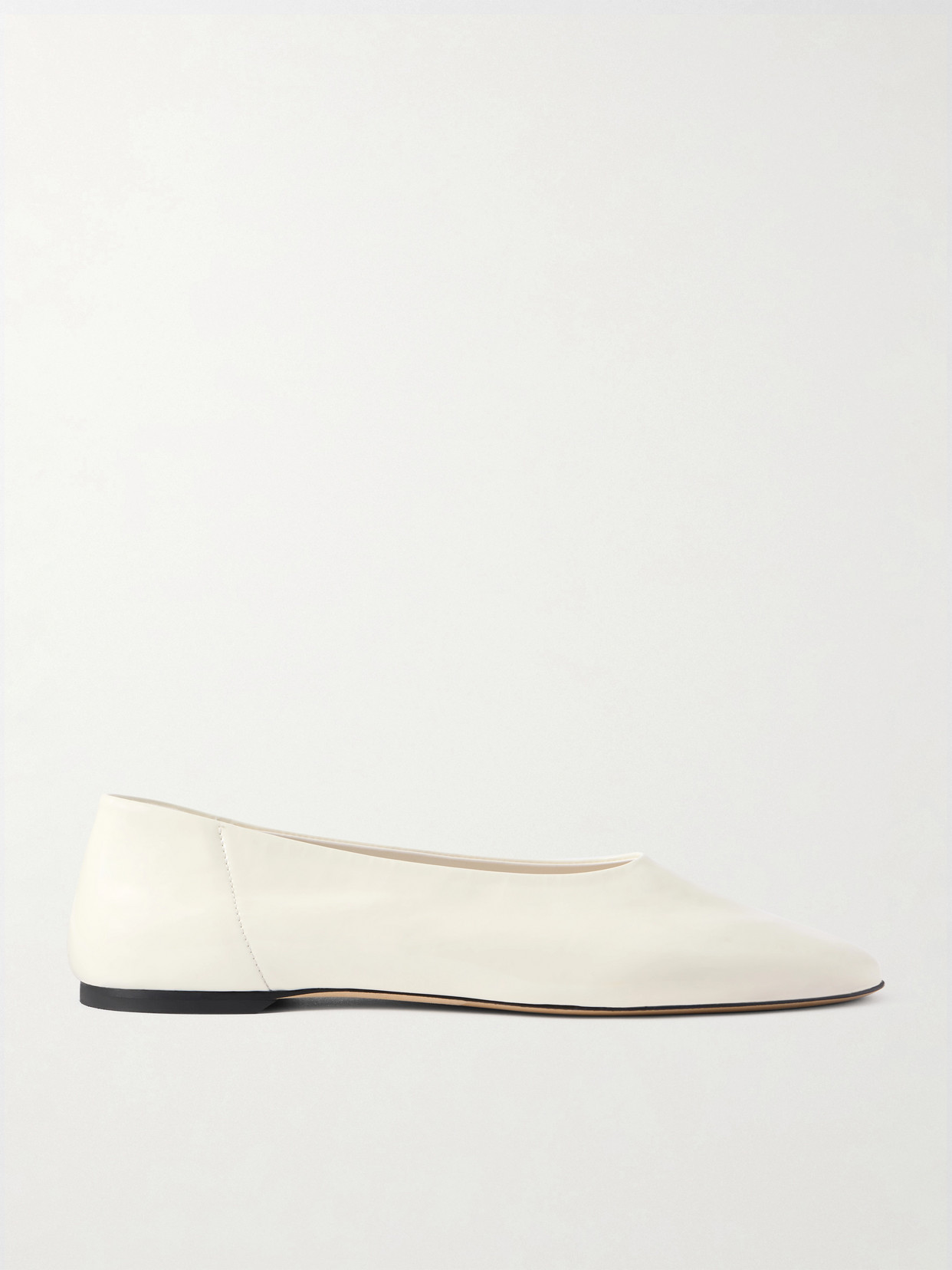 Slip Leather Ballet Flats - Off-white