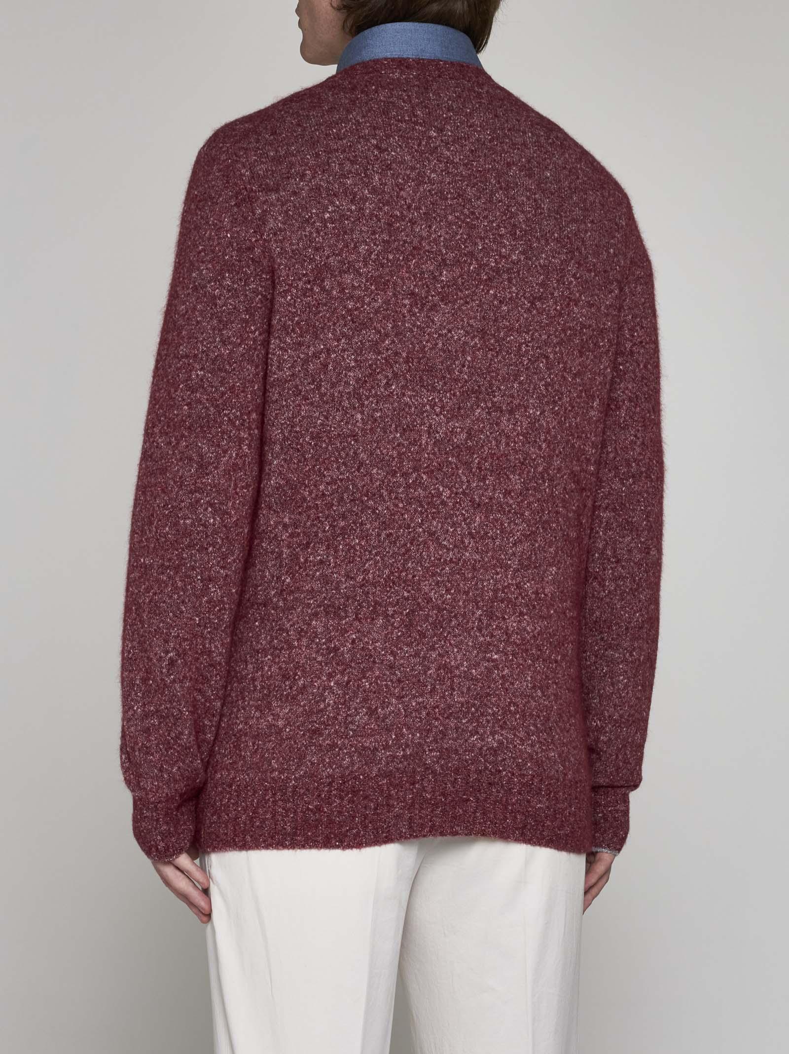 Mélange-effect crew-neck jumper - Red