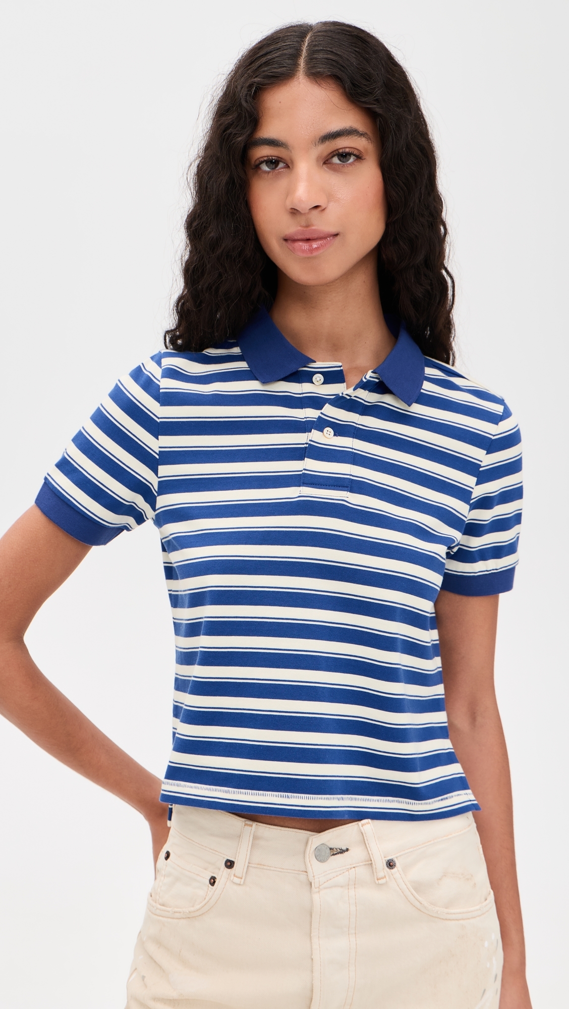 Shrunken Polo Blue Stripe Multi