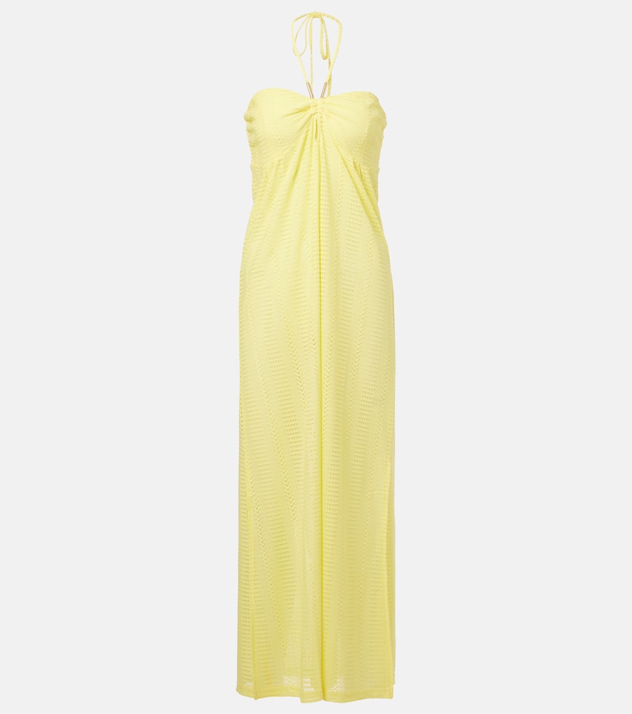 Mila semi-sheer halterneck maxi dress