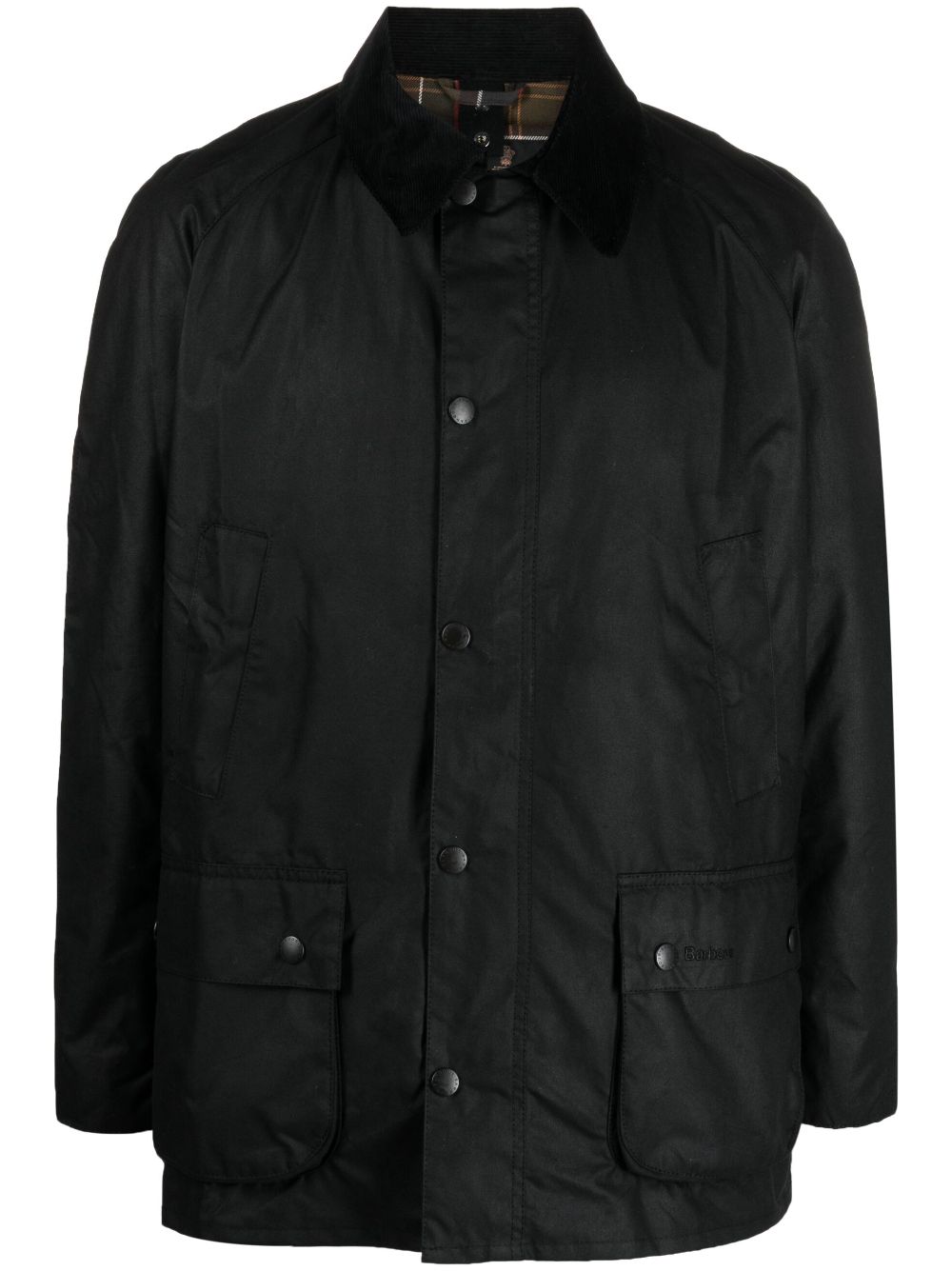 Collared wax jacket - Black