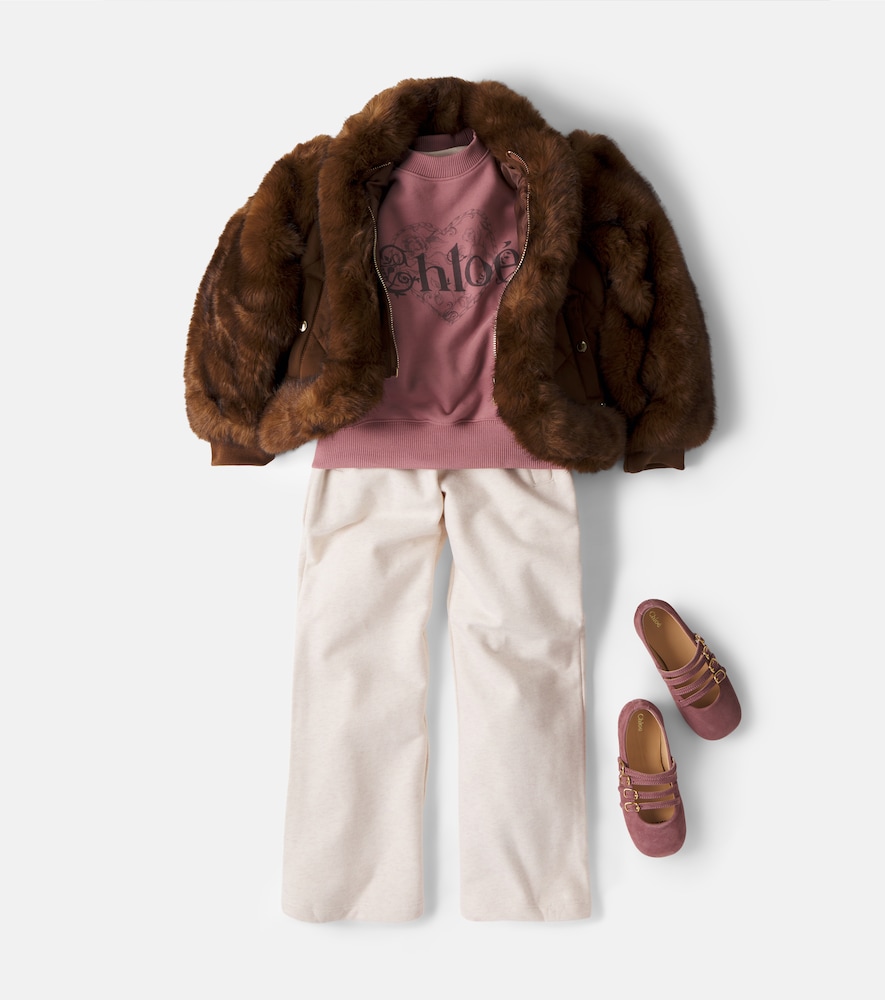 Chloé Kids Suede Mary Jane flats