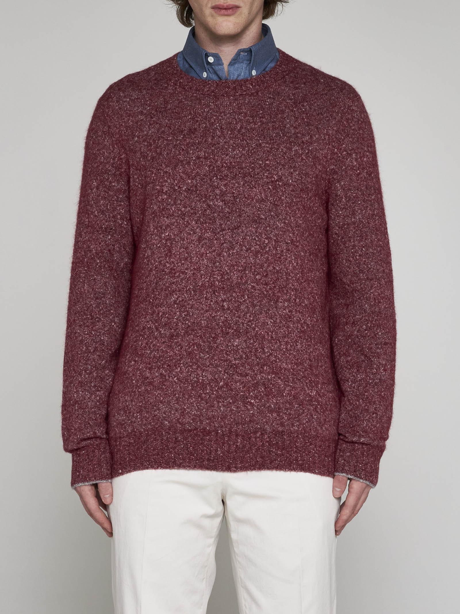 Mélange-effect crew-neck jumper - Red