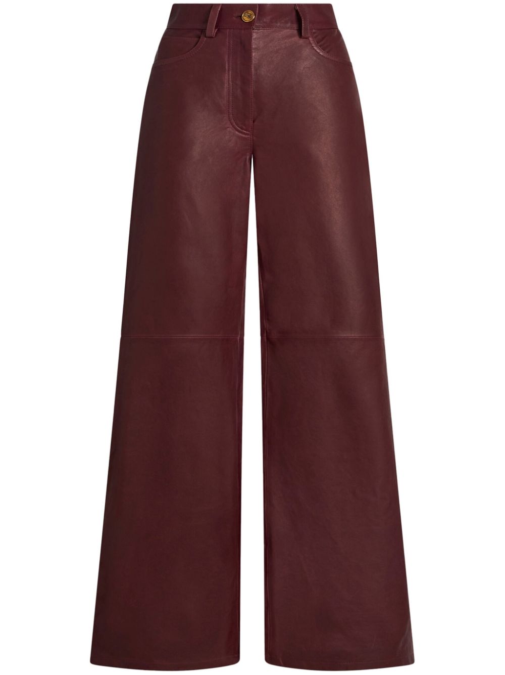 Wide-leg leather trousers - Red