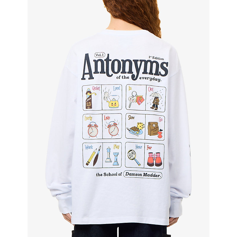 Womens Antonyms Graphic-Print Cotton T-Shirt