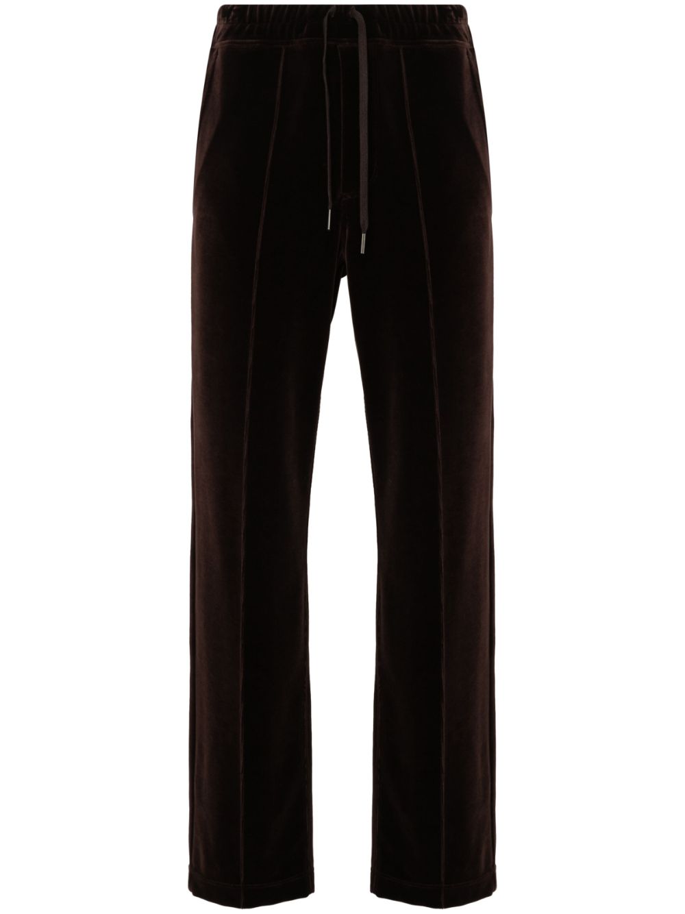 Straight-leg velour track pants - Brown