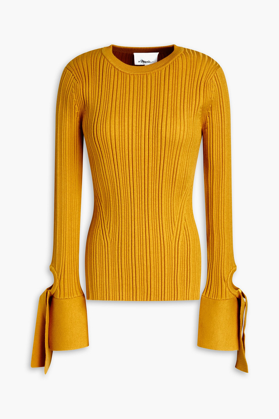 Cutout ribbed wool-blend sweater - Yellow - M