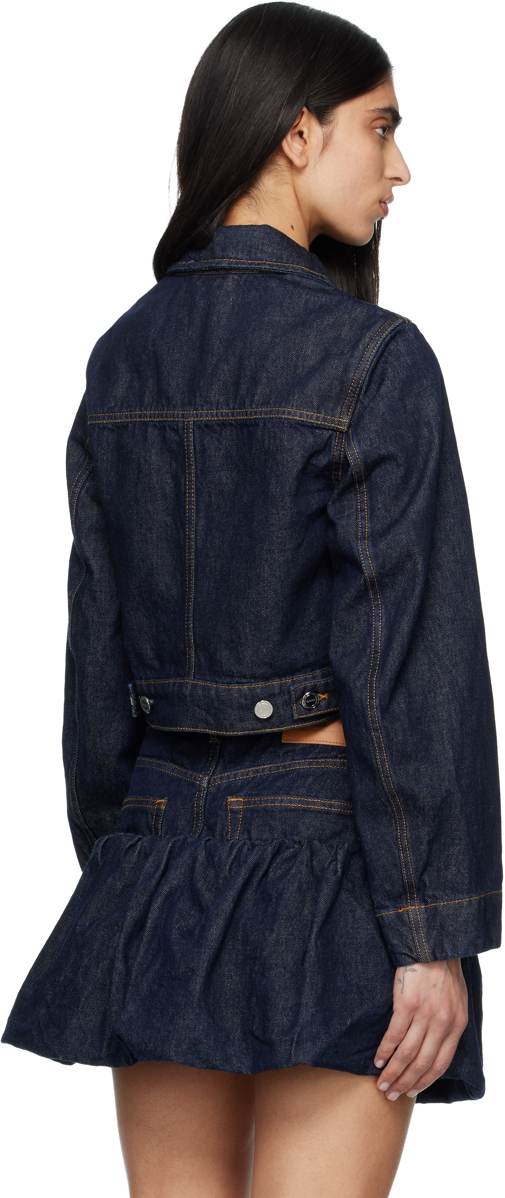 Navy Cropped Denim Jacket