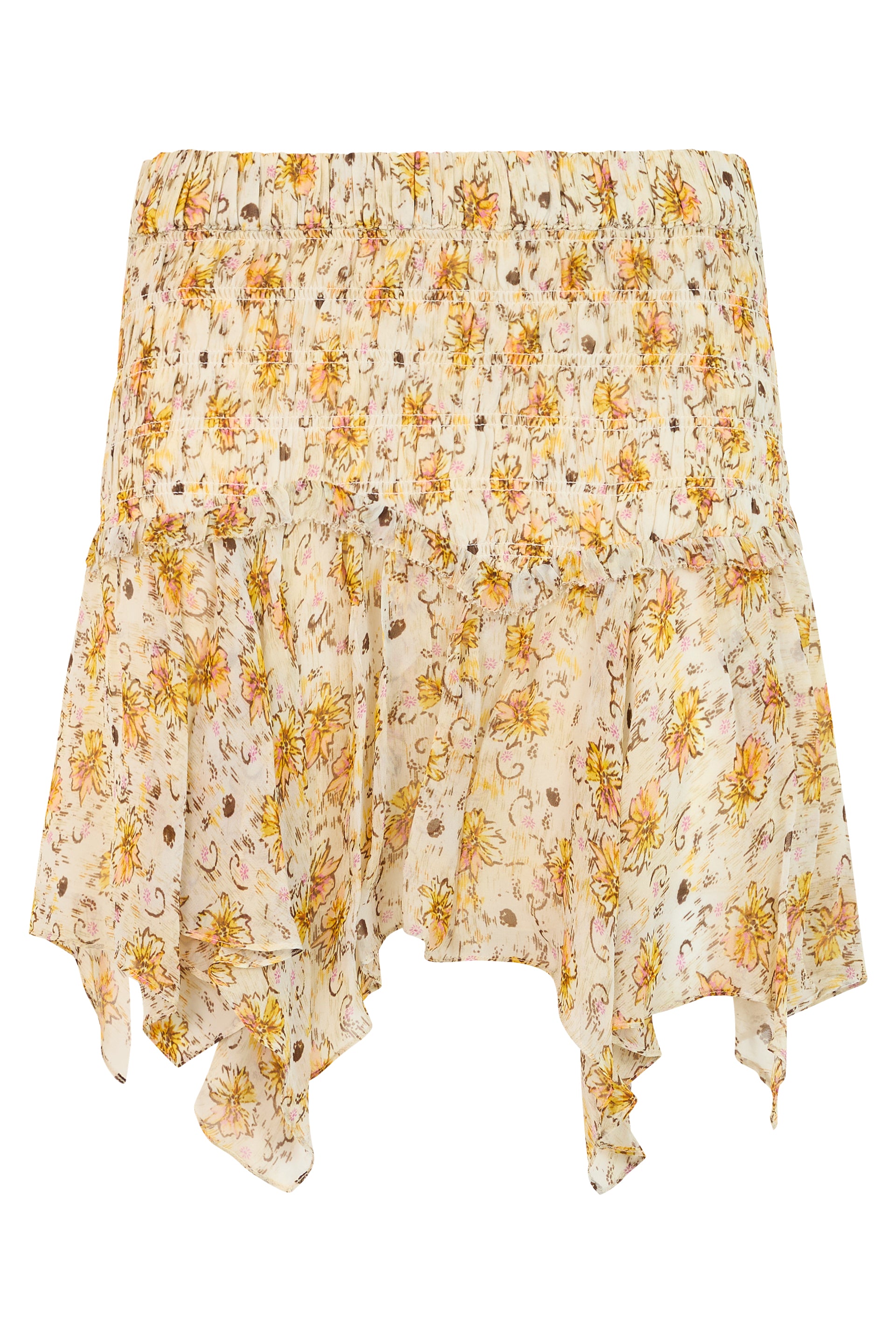 Floral Lightweight Midi Skirt with Fringed Hem