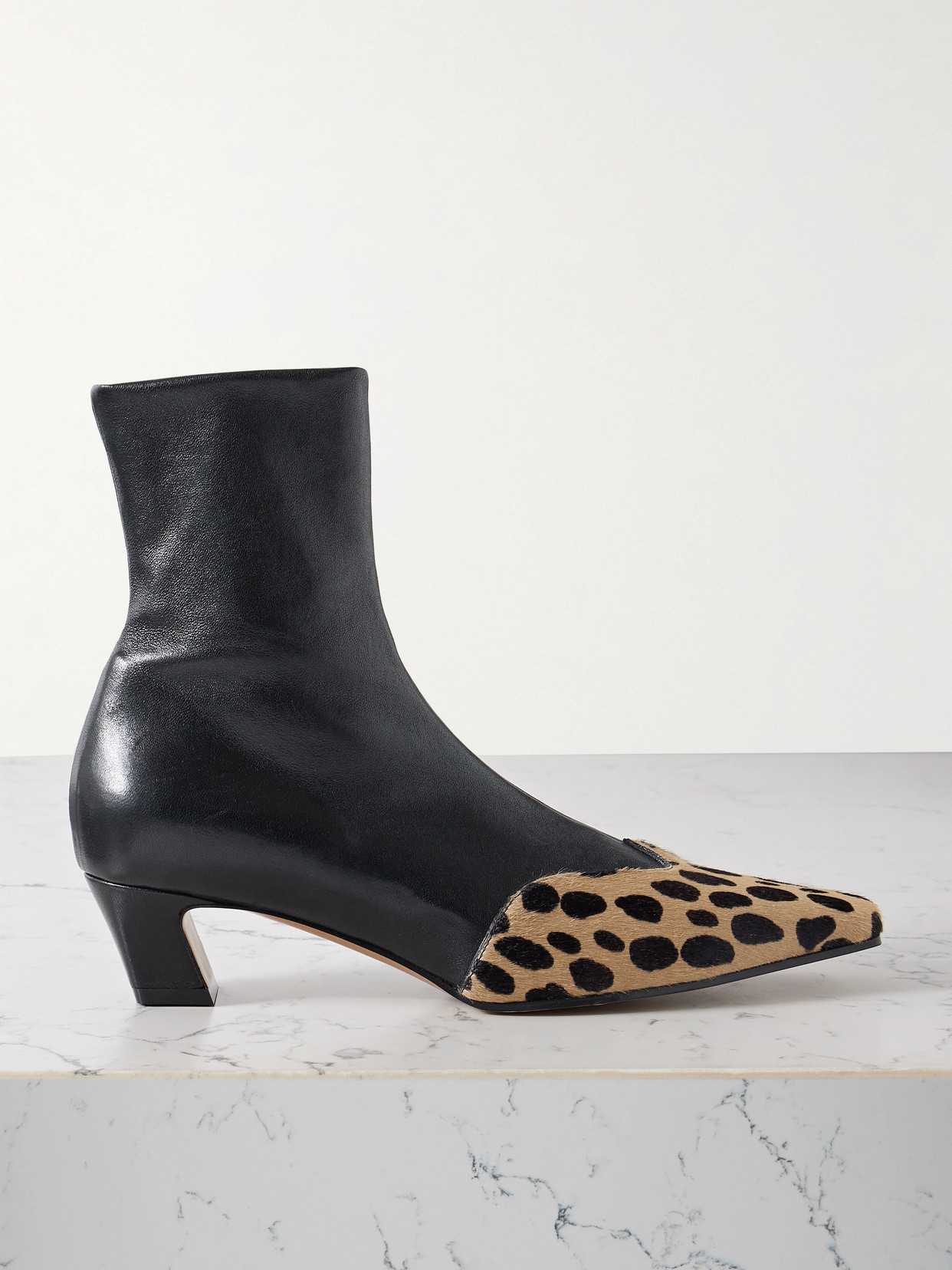 Nevada Leather And Leopard-print Calf Hair Ankle Boots - Black