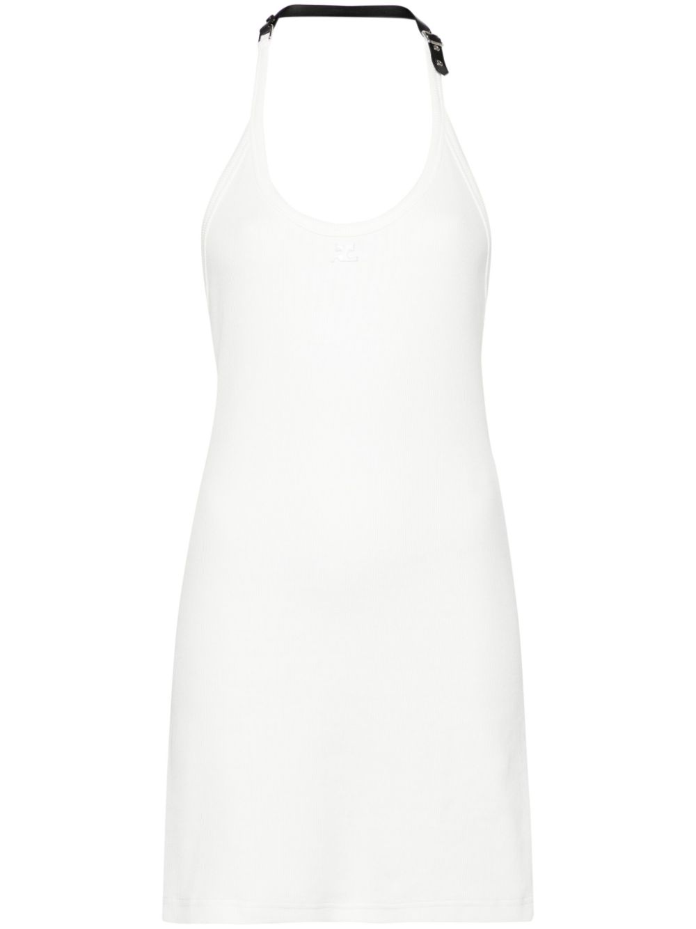 Holistic Buckle 90's logo-patch minidress - White