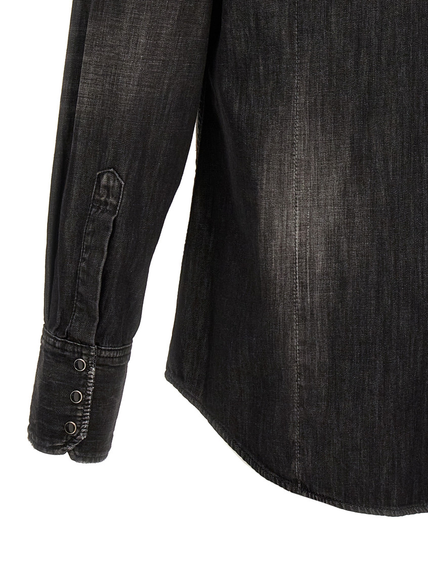 -Classic Western Camicie Nero-Uomo
