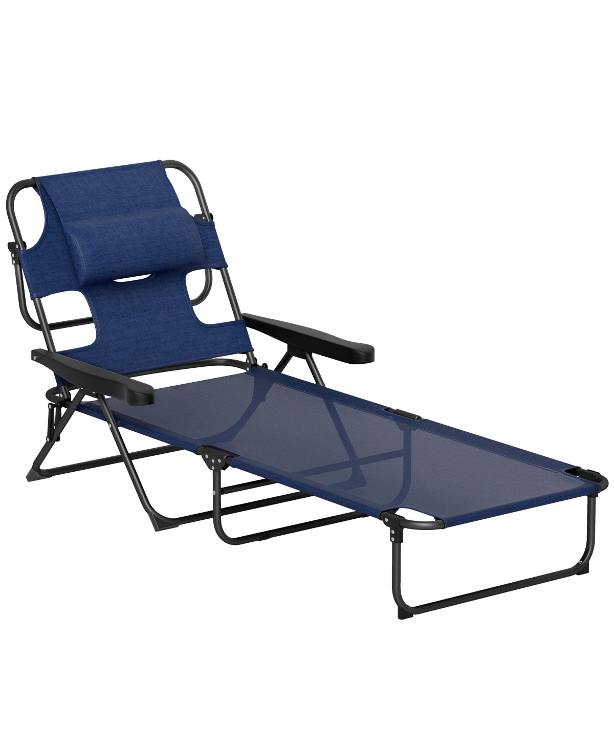 Folding Lounge Chair w/ Reclining Back, ning Chair, Light - Navy blue