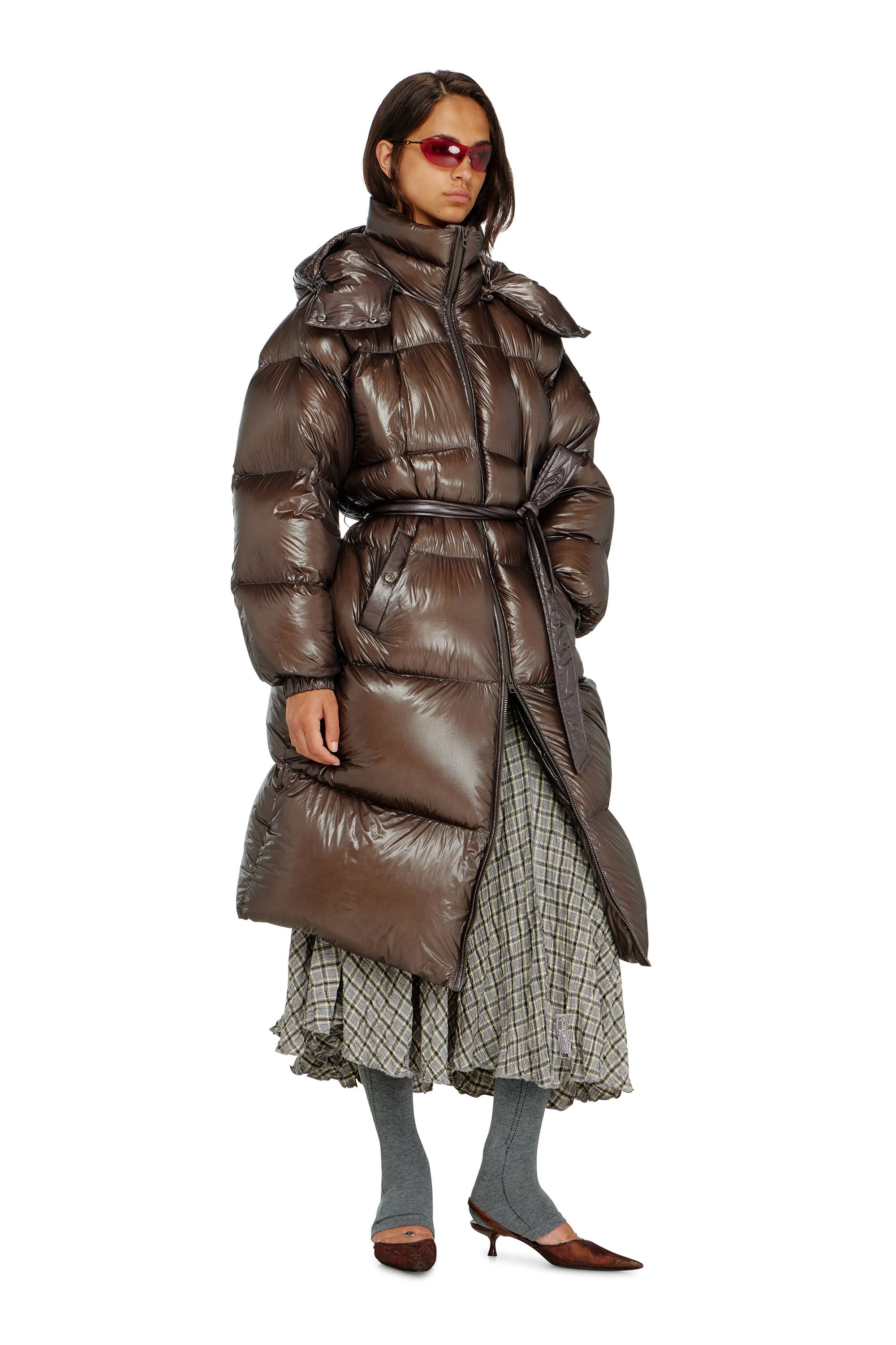 Down puffer coat in ultra-light ripstop - Winter Jackets - Woman - Brown
