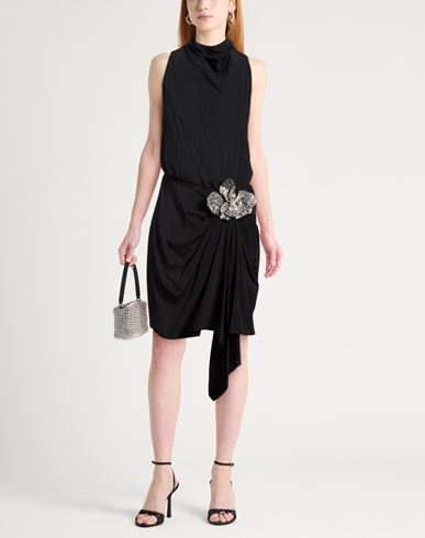 Woman Mini dress Black Size 10 Acrylic, Silk, Elastane