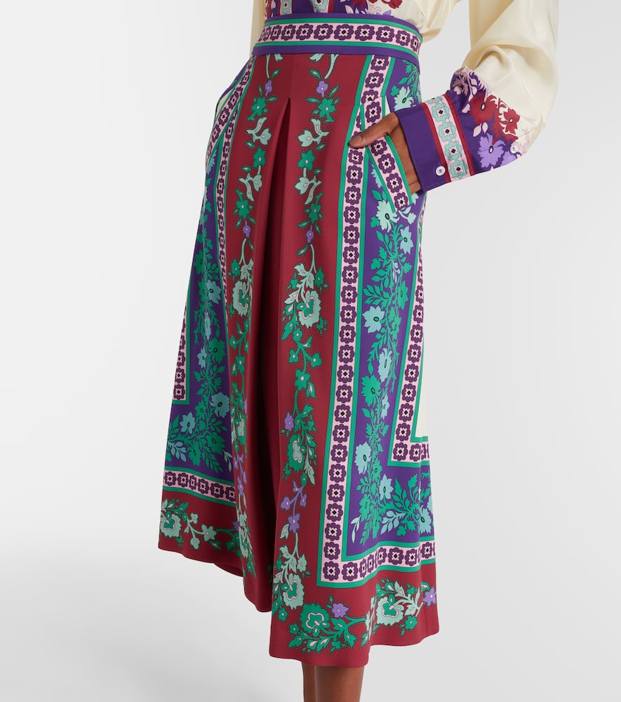 Santa Monica printed satin midi skirt