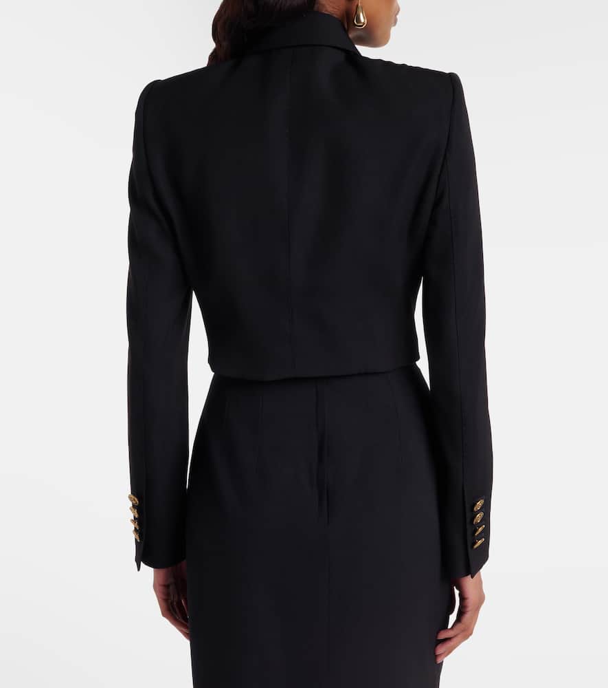 Cropped wool and silk-blend jacket