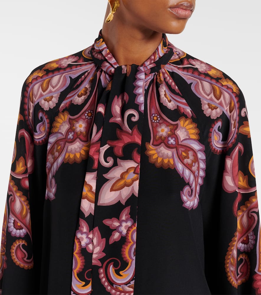 Paisley tie-neck silk blouse