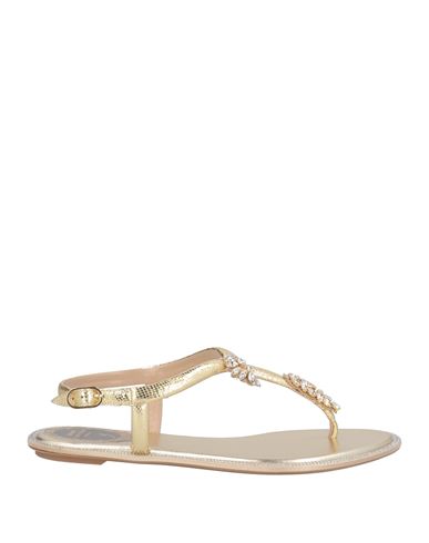 Rene' Caovilla Woman Thong sandal Platinum Size 6.5 Textile fibers