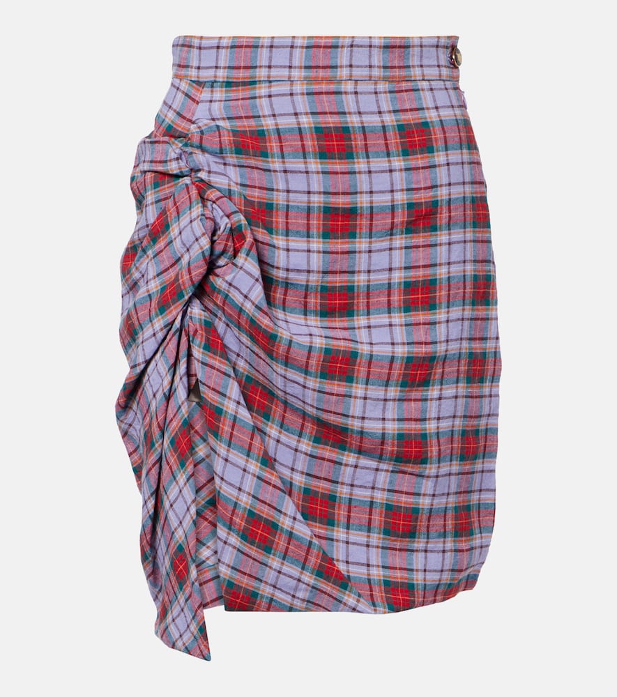 Panther gathered linen midi skirt