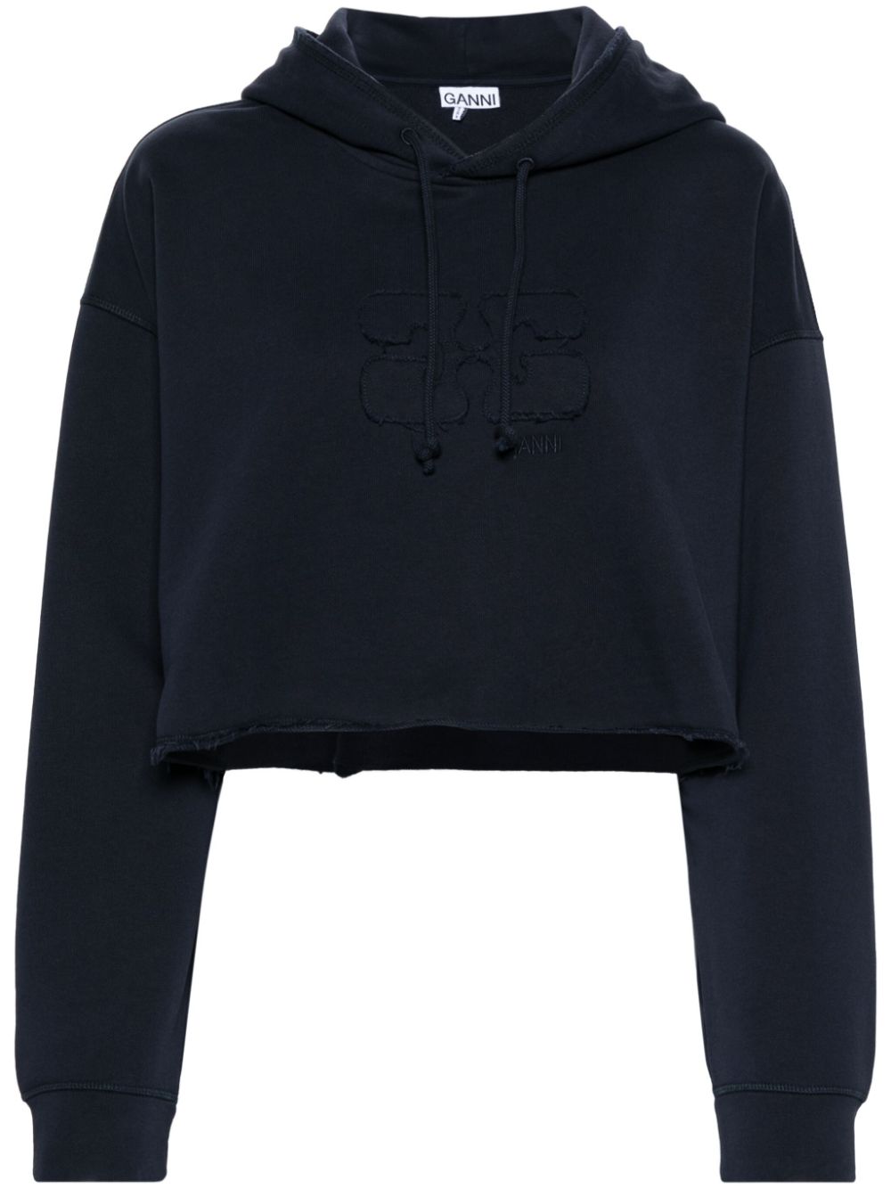 Logo-embroidered organic cotton hoodie - Blue