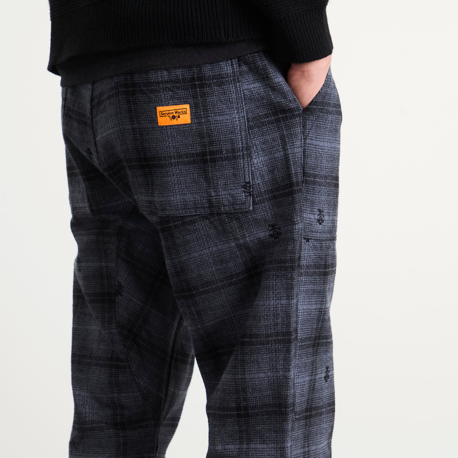 Men's Thistle Plaid Chef Pants Black