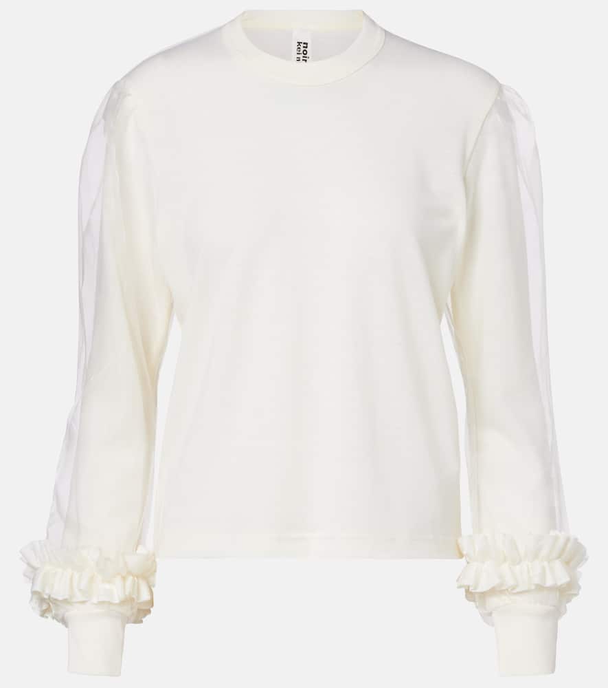 Tulle-trimmed wool sweater