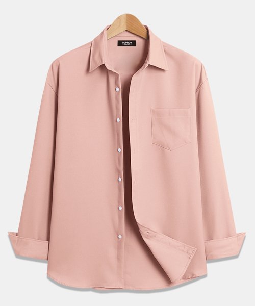 Solid Link Free Loose Fit Solid Shirt Pink