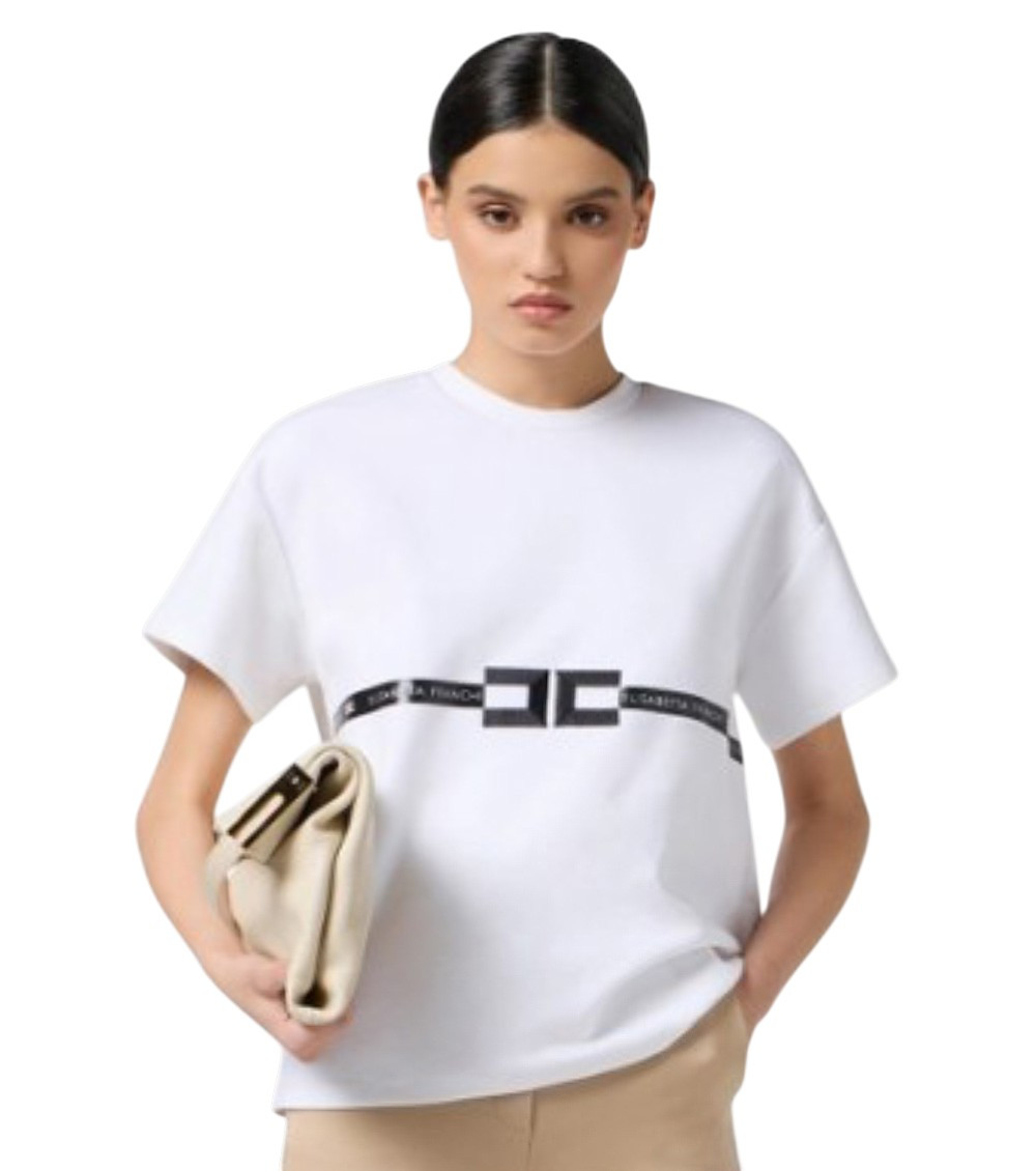 Elisabetta Franchi - crew neck relaxed fit short sleeves top