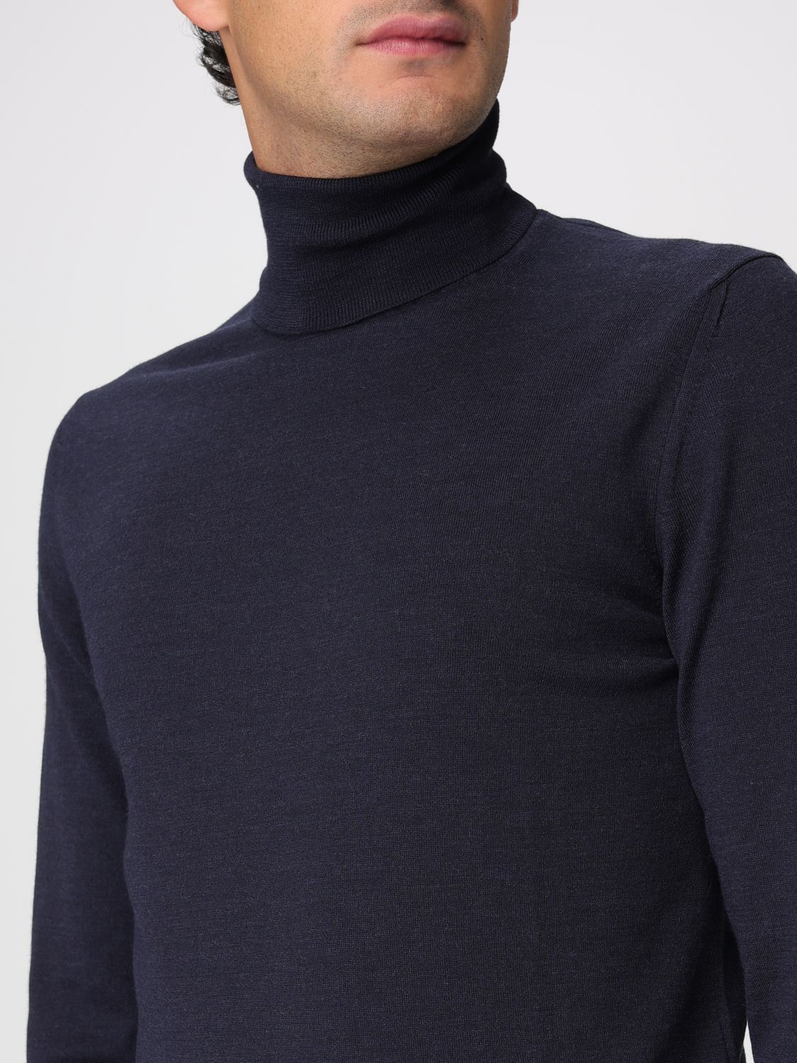 Turtleneck cuffed-sleeve sweater - Blue