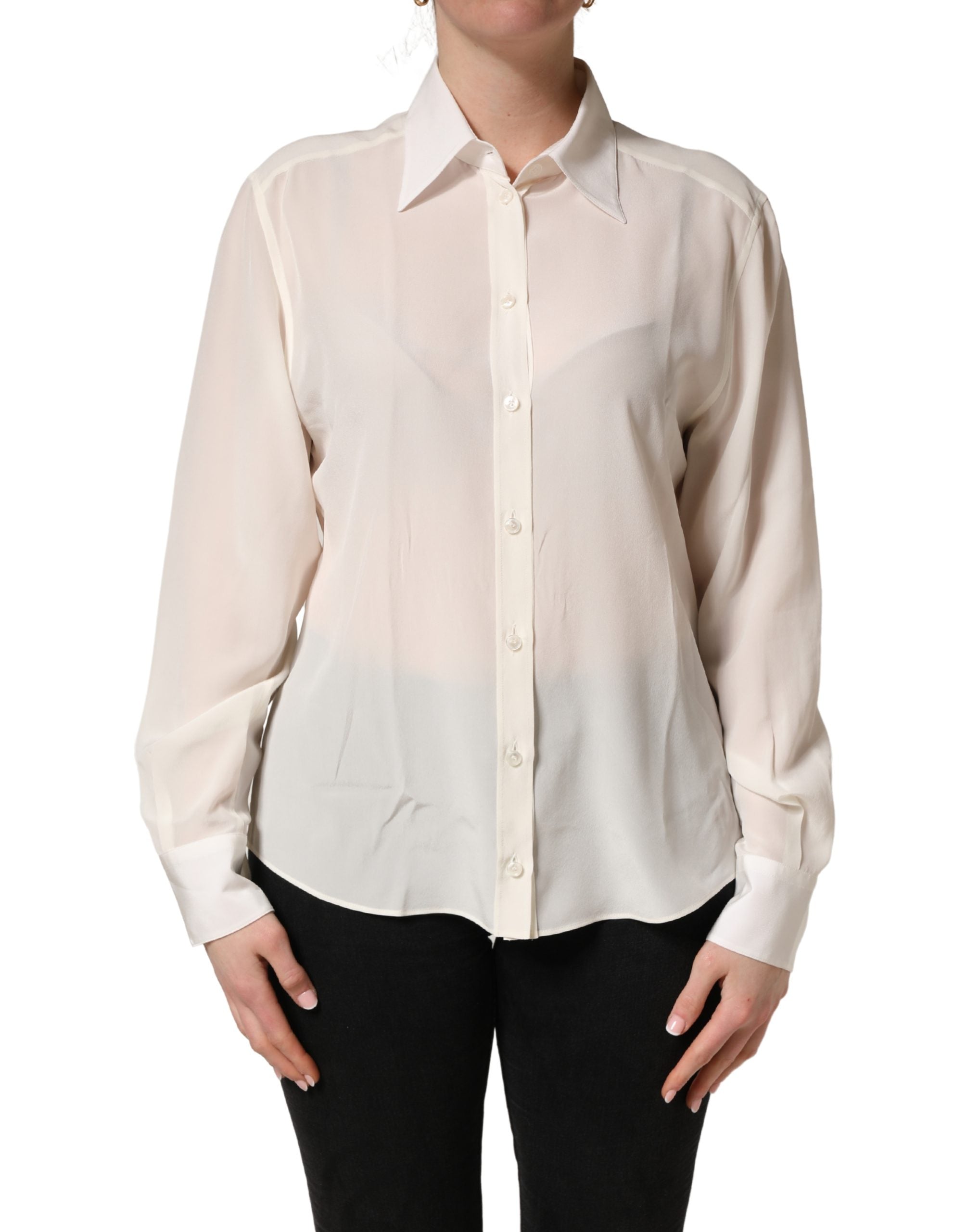 Silk Collared Blouse — White