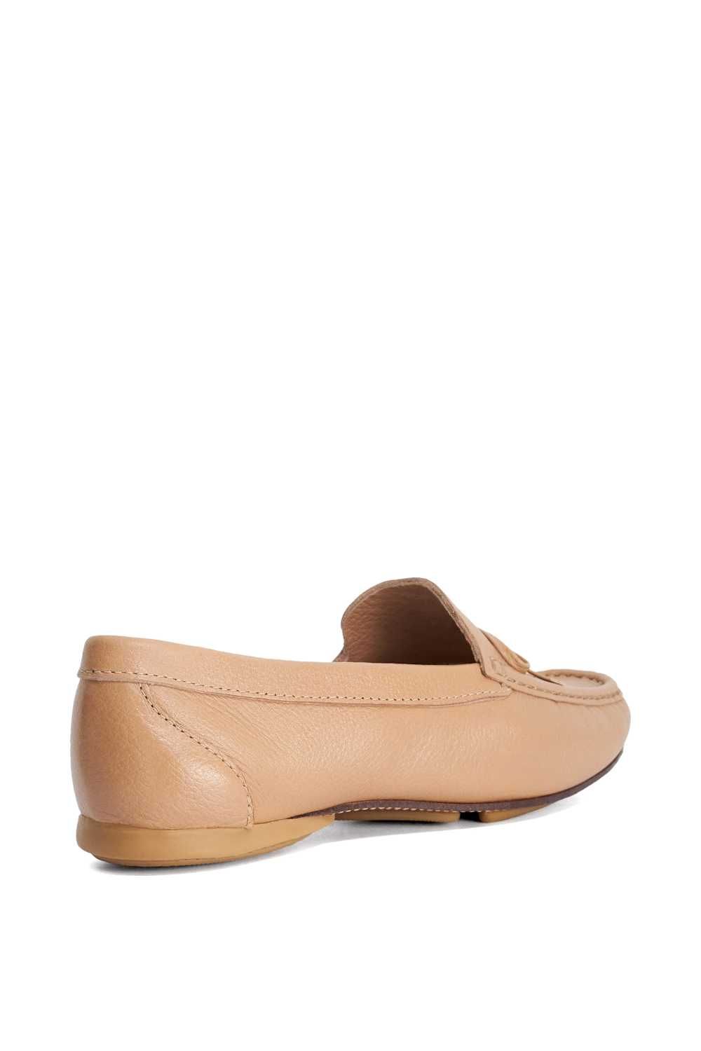 Dune London Women's Wide Fit 'Grip' Leather Loafers in White