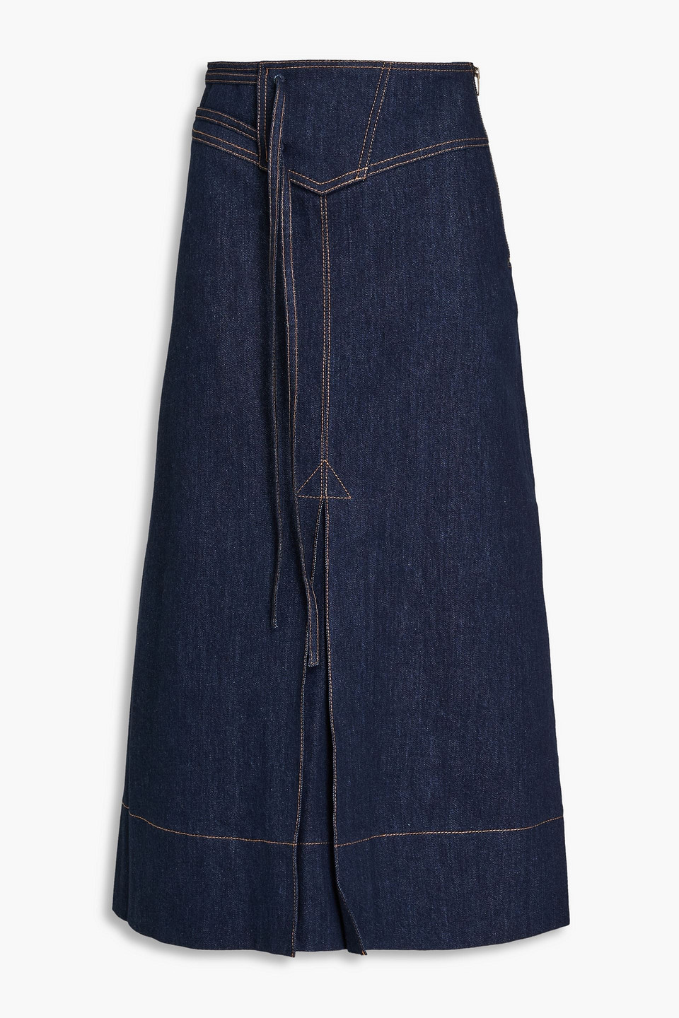 Boone pleated denim midi skirt - Blue - UK 10
