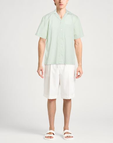 Man Shirt Light green Size 16 Cotton, Polyamide