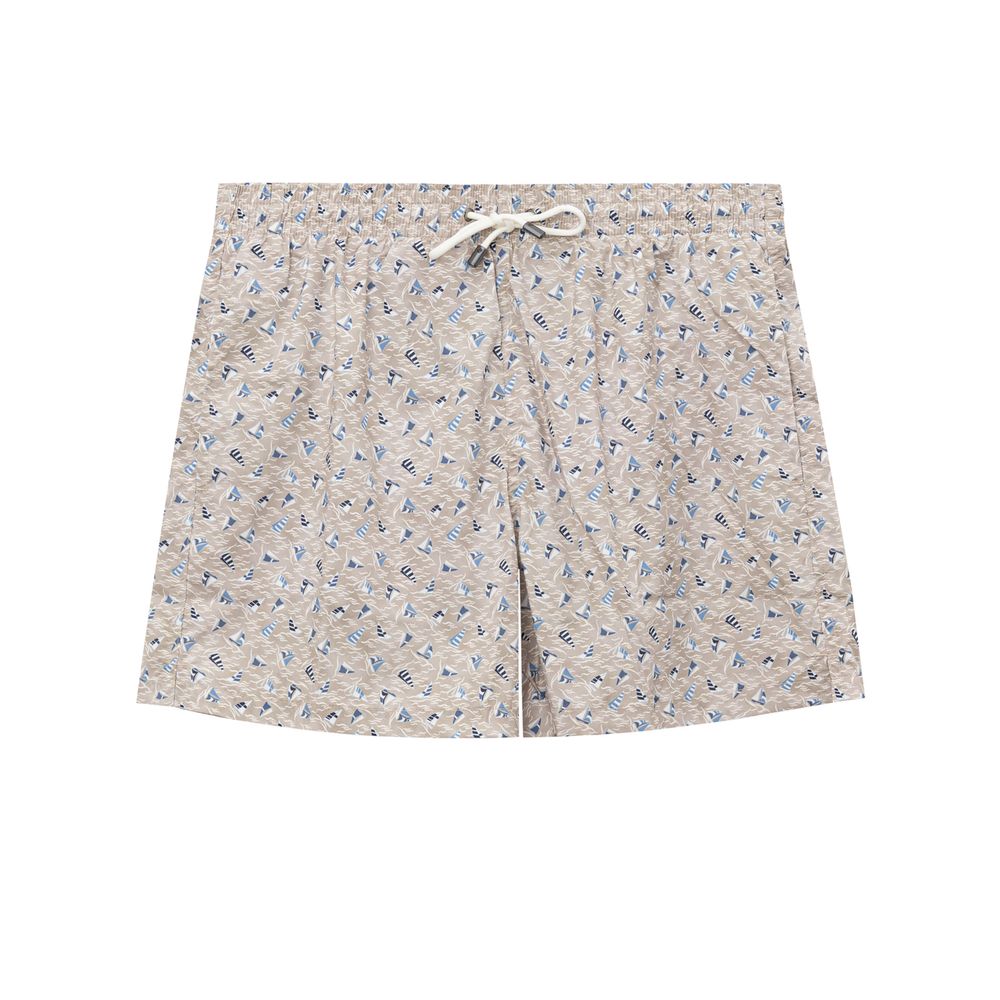 Sails Print Swim Shorts — Beige