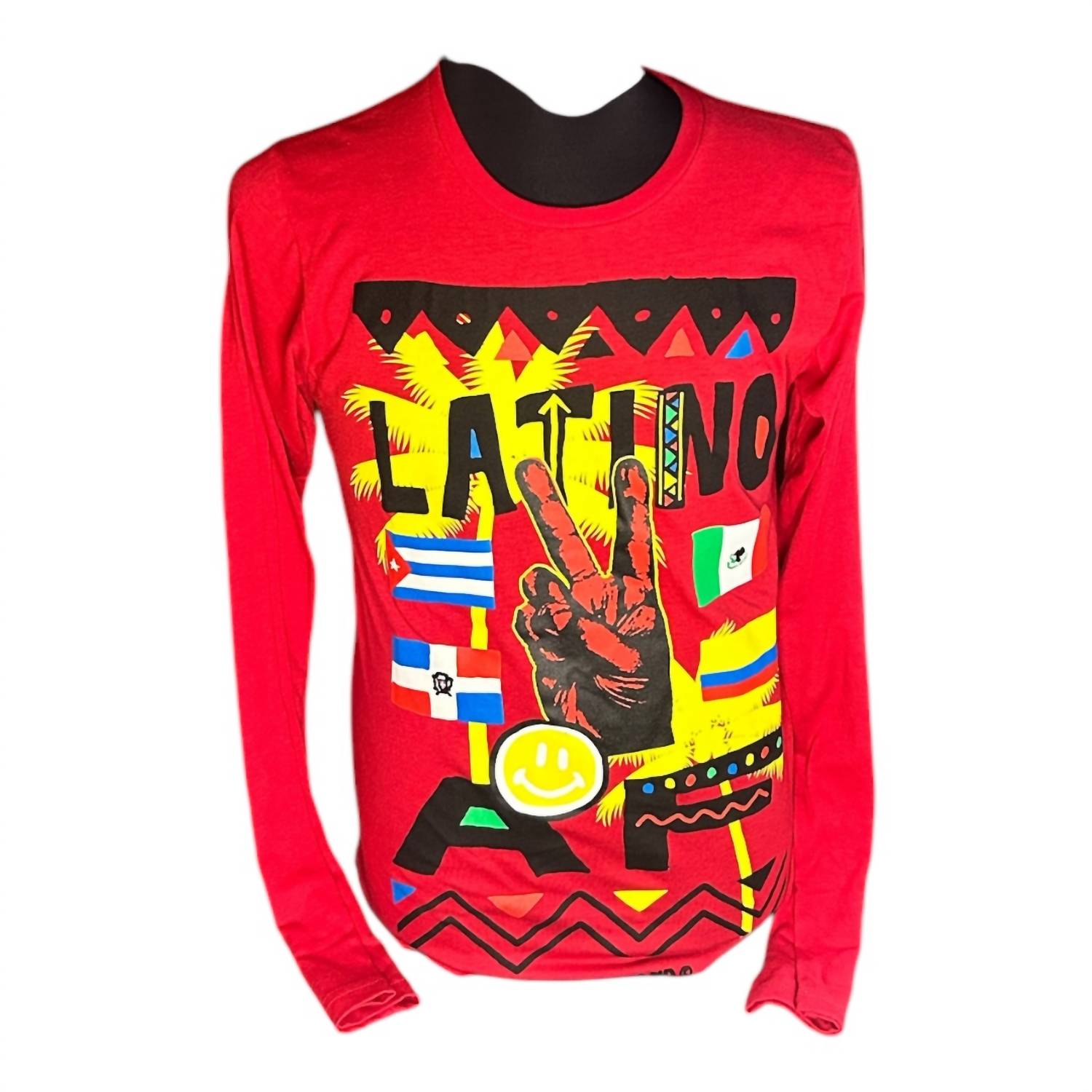 Men's Latino Af Graphic Tee Long Sleeve In Red