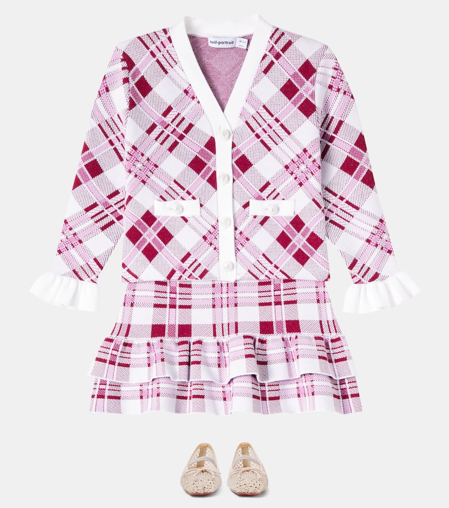 Ruffled checked cardigan