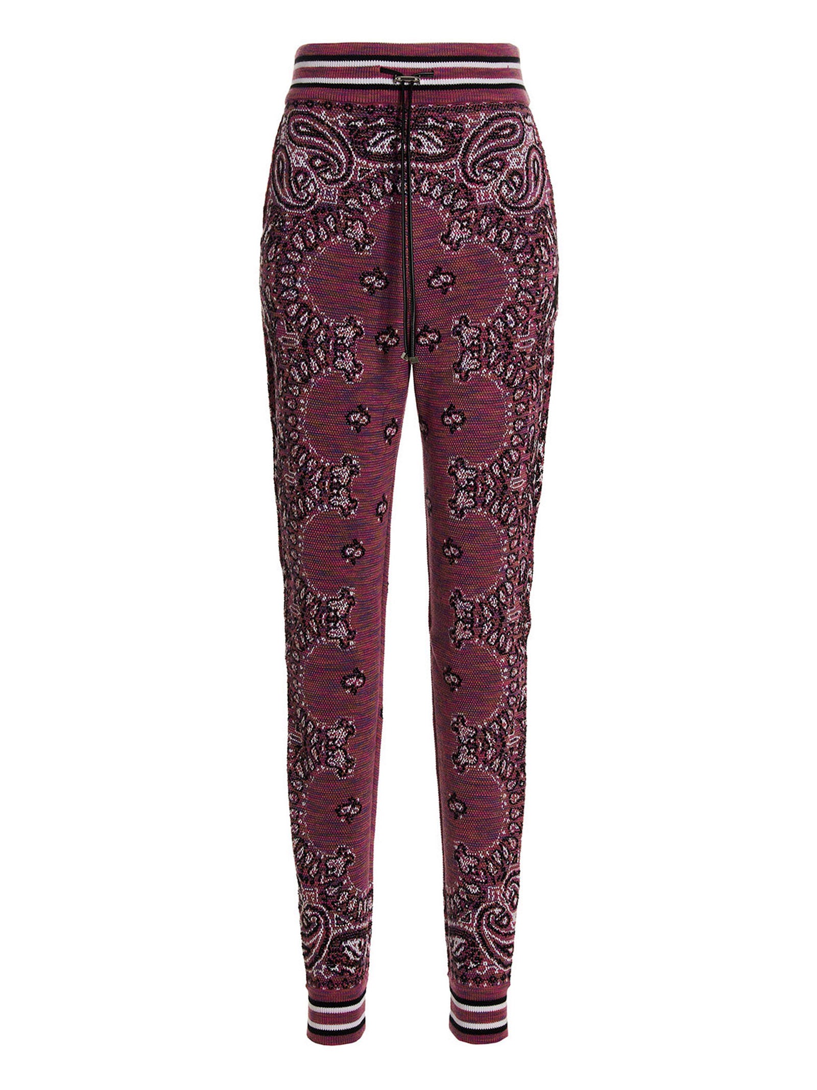 Bandana-Patterned Cotton Joggers — Purple