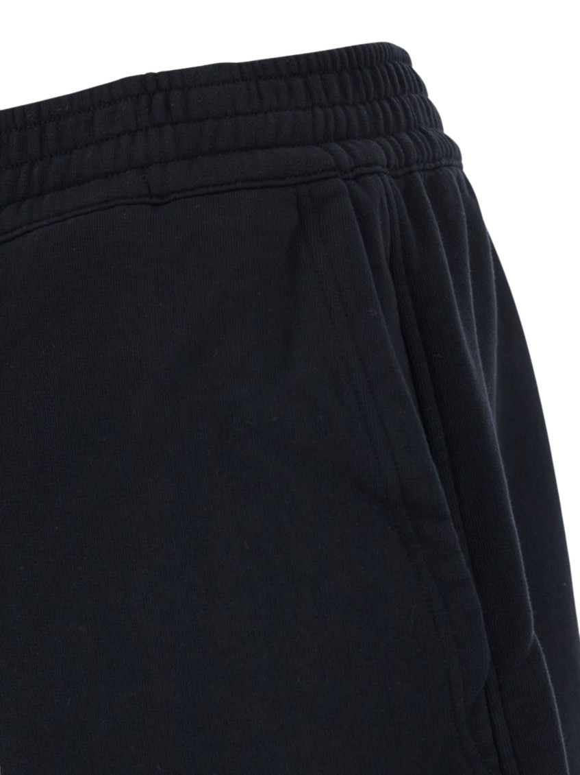 Black Bermuda Shorts With Elastic Waist And Logo Patch On The Back In Cotton Man
