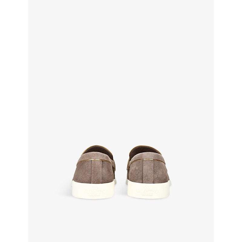 Womens Taupe Leisure Flows Panelled Suede Loafers