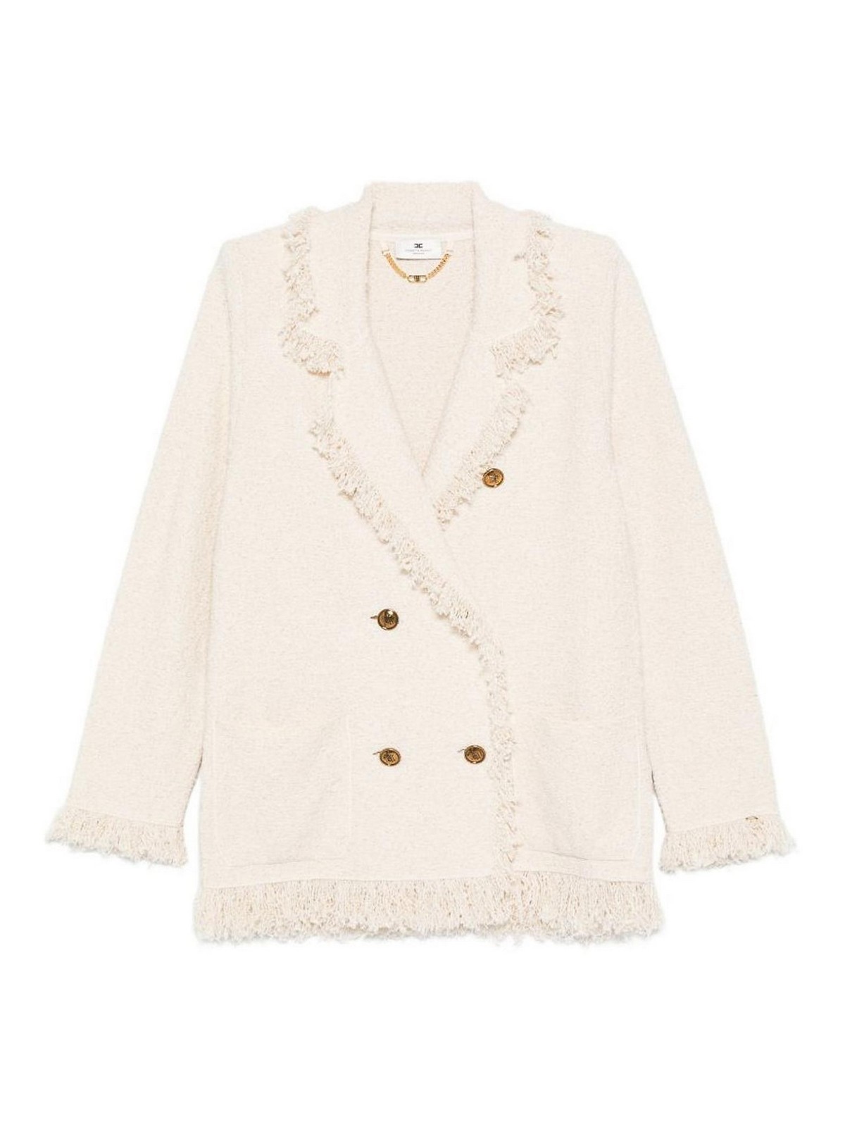 Boucl Knit Jacket With Fringes By