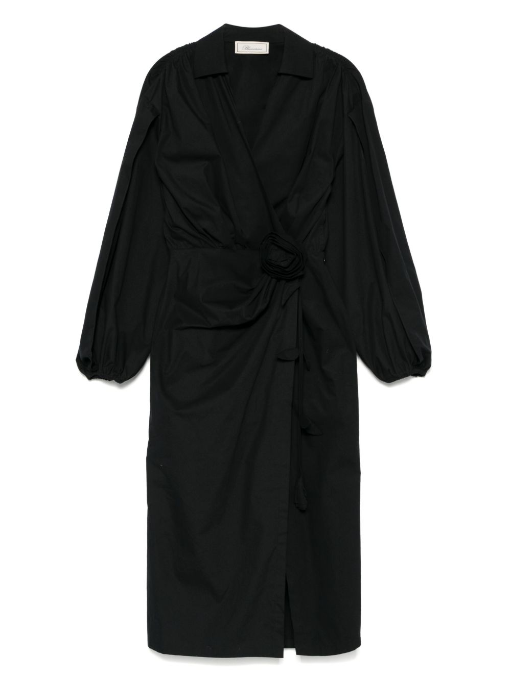 Blumarine floral-appliqué midi dress - Black