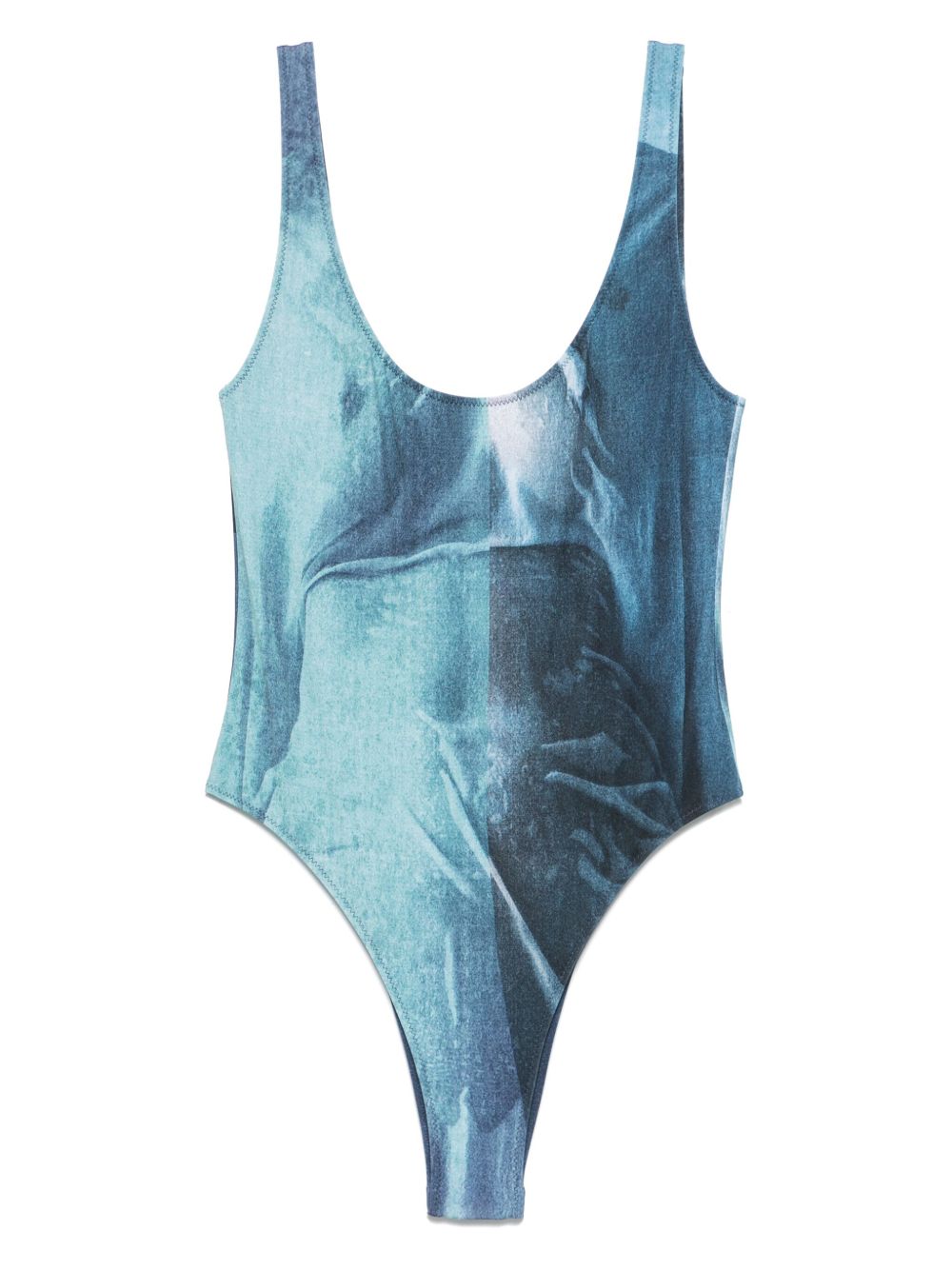 Abstract-print swimsuit - Blue