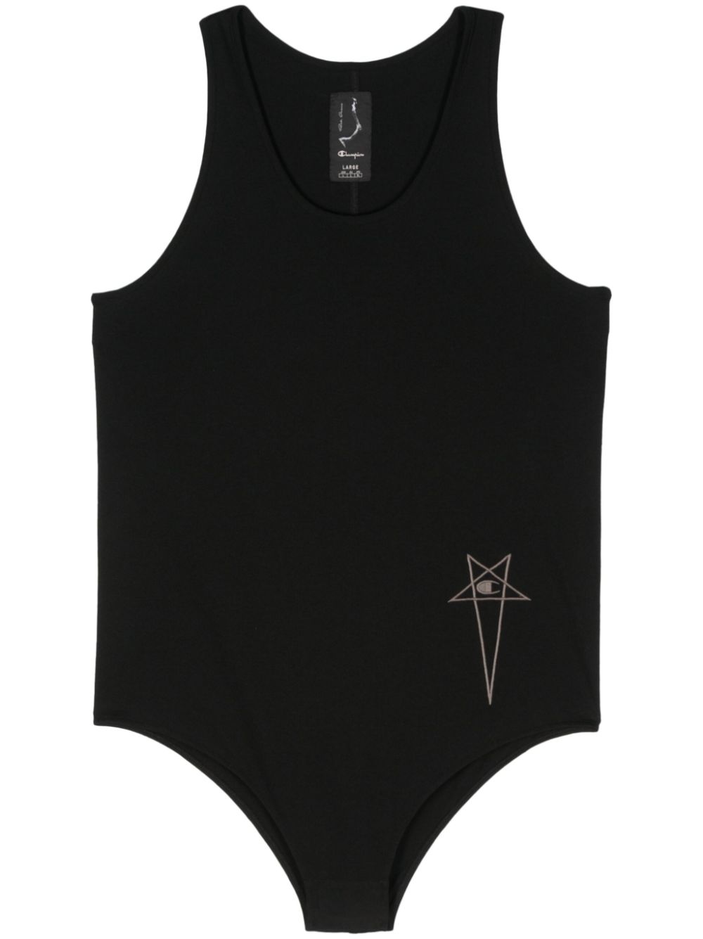 Logo-embroidered bodysuit - Black