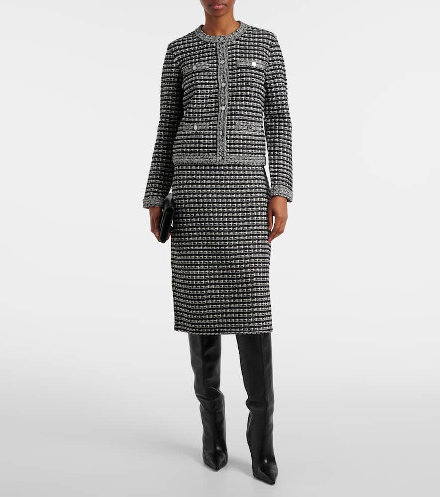 Tory Burch Wool and cotton-blend jacquard midi skirt