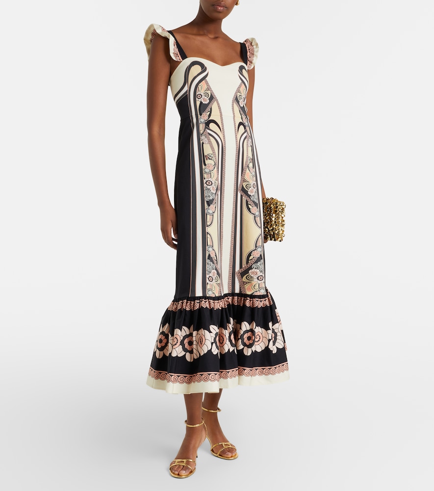 Gingerbread printed cotton-blend midi dress