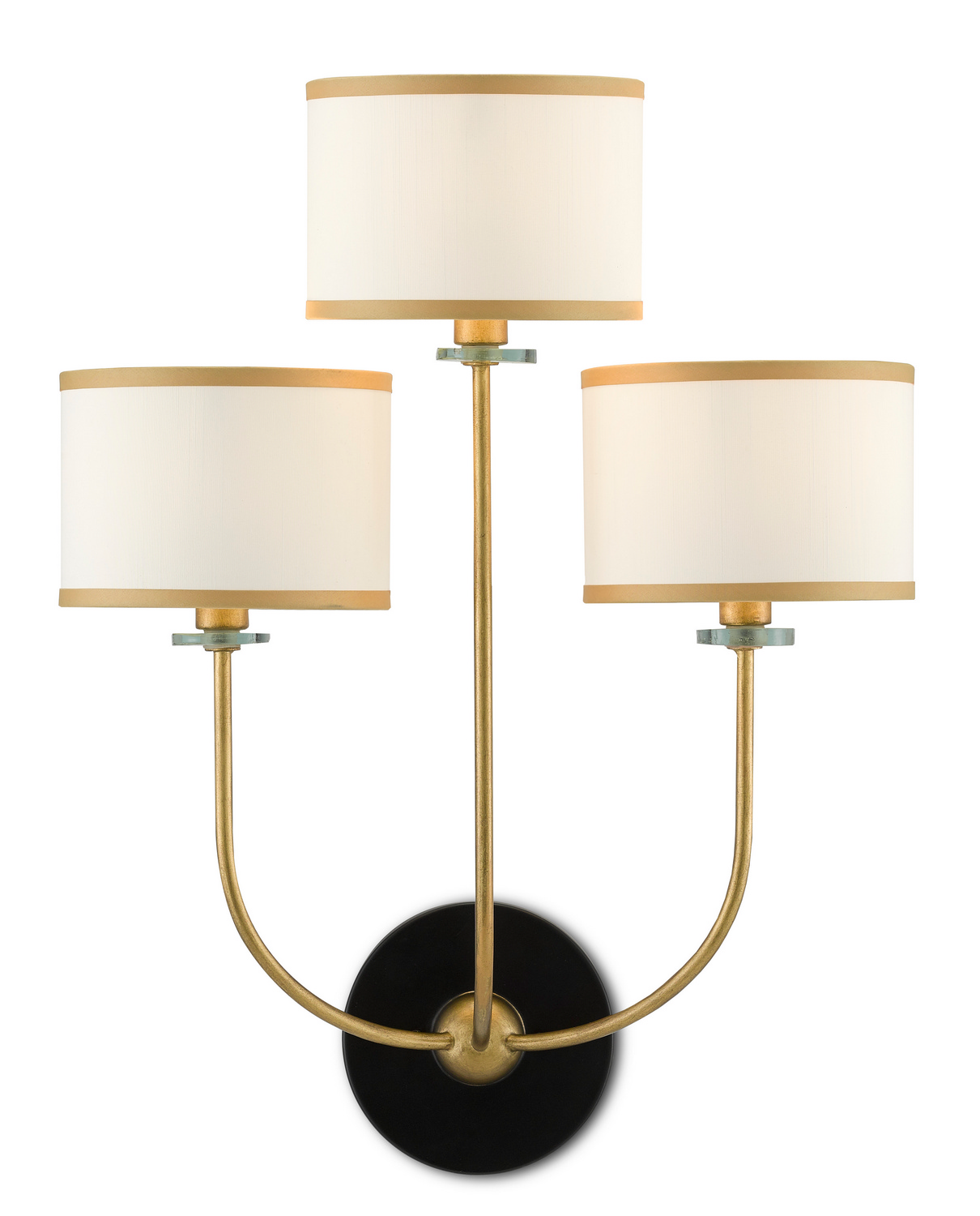 Croydon 3-Light Wall Sconce in Brass with Satin Black with White