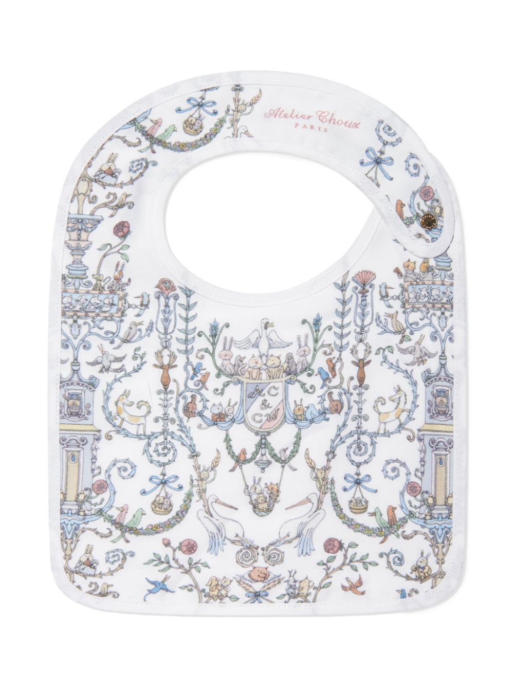 X Caitlin Wilson Toile de Jouy bib - White