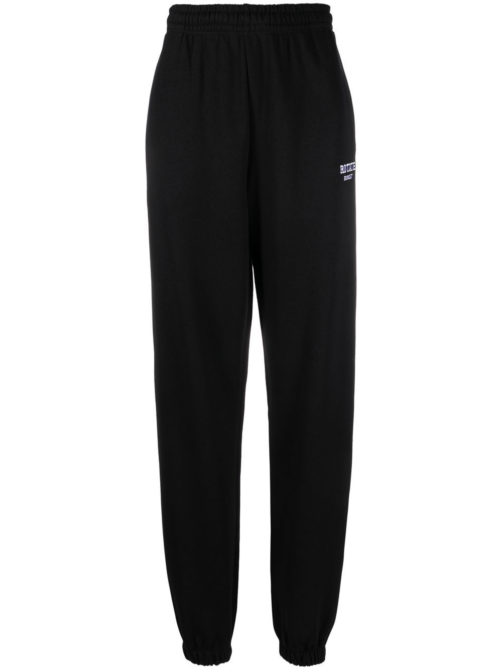 Elasticated-cuff track pants - Black